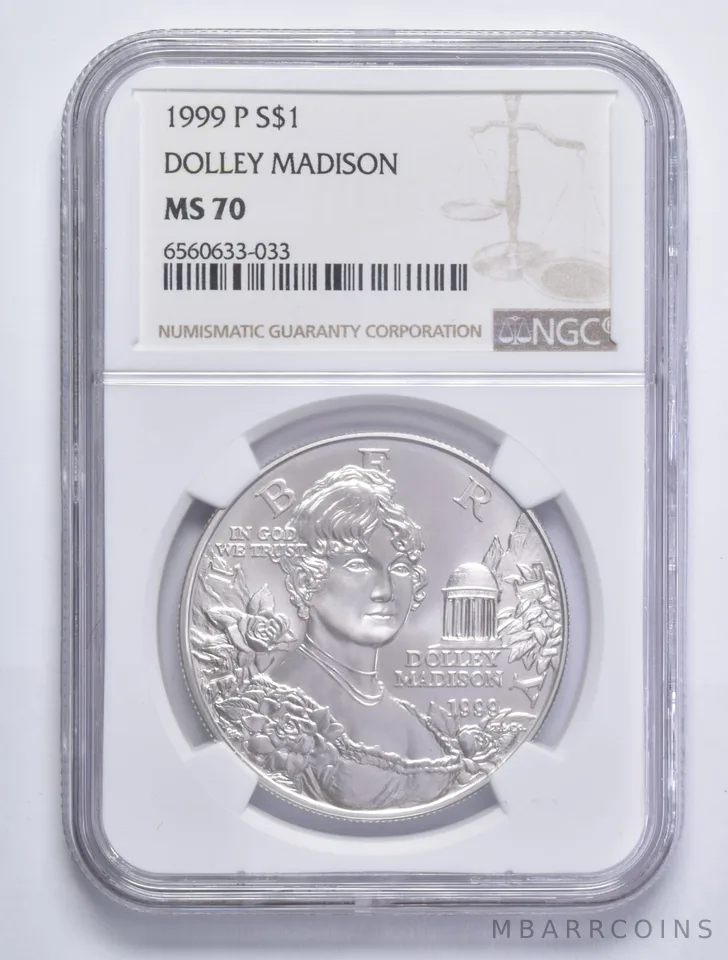 1999-P Dolley Madison Commemorative Silver Dollar MS70 NGC