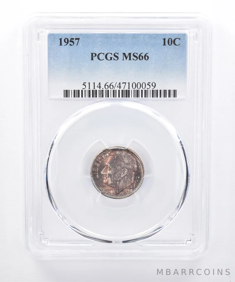 1957 Roosevelt Dime MS66 PCGS Beautiful Tone *8326
