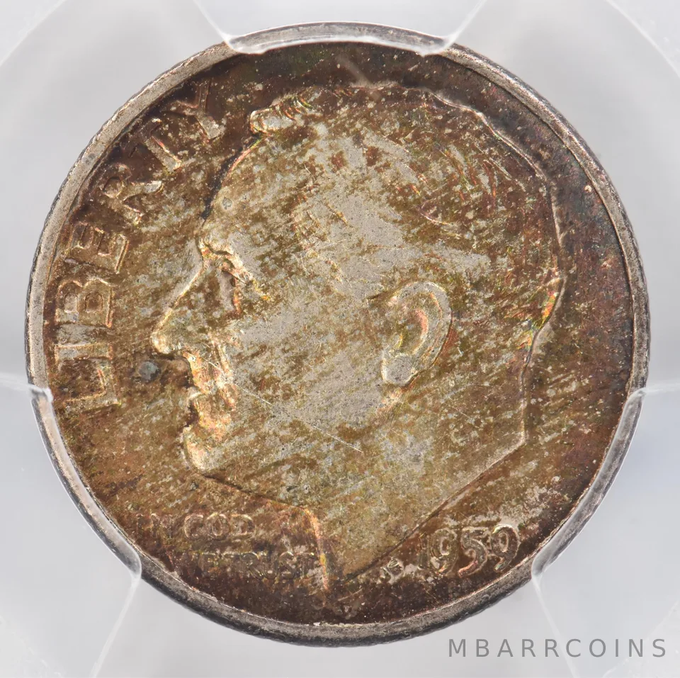 1959-D Roosevelt Dime AU53 PCGS Beautiful Tone *0871
