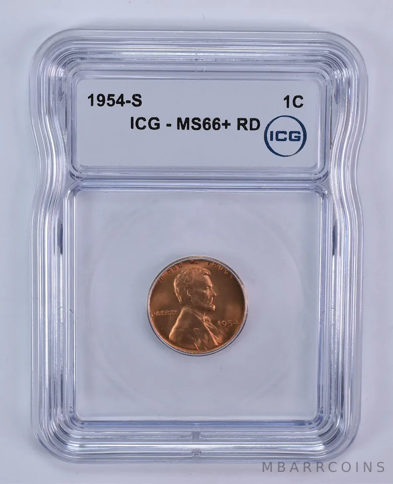1954-S Lincoln Wheat Cent MS66+ RD ICG