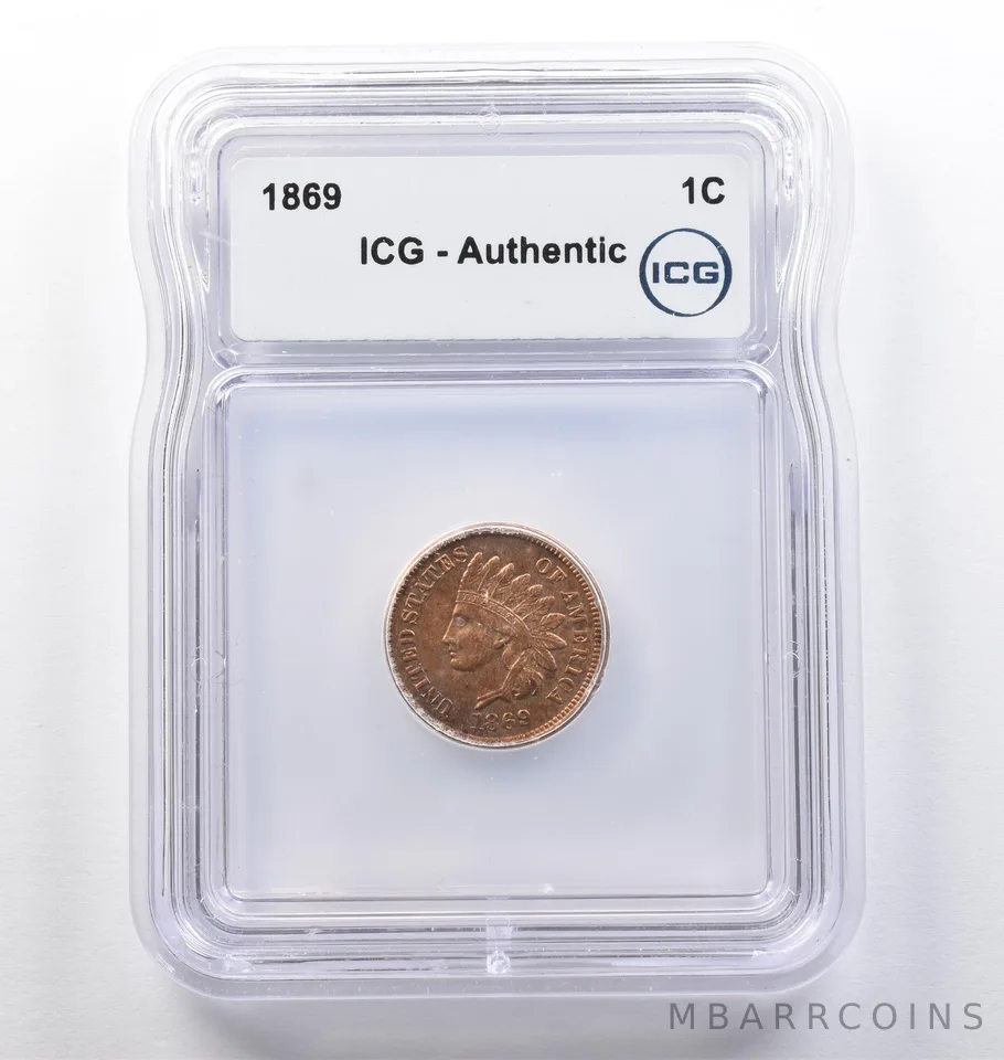 1869 Indian Head Cent Authentic ICG *0173
