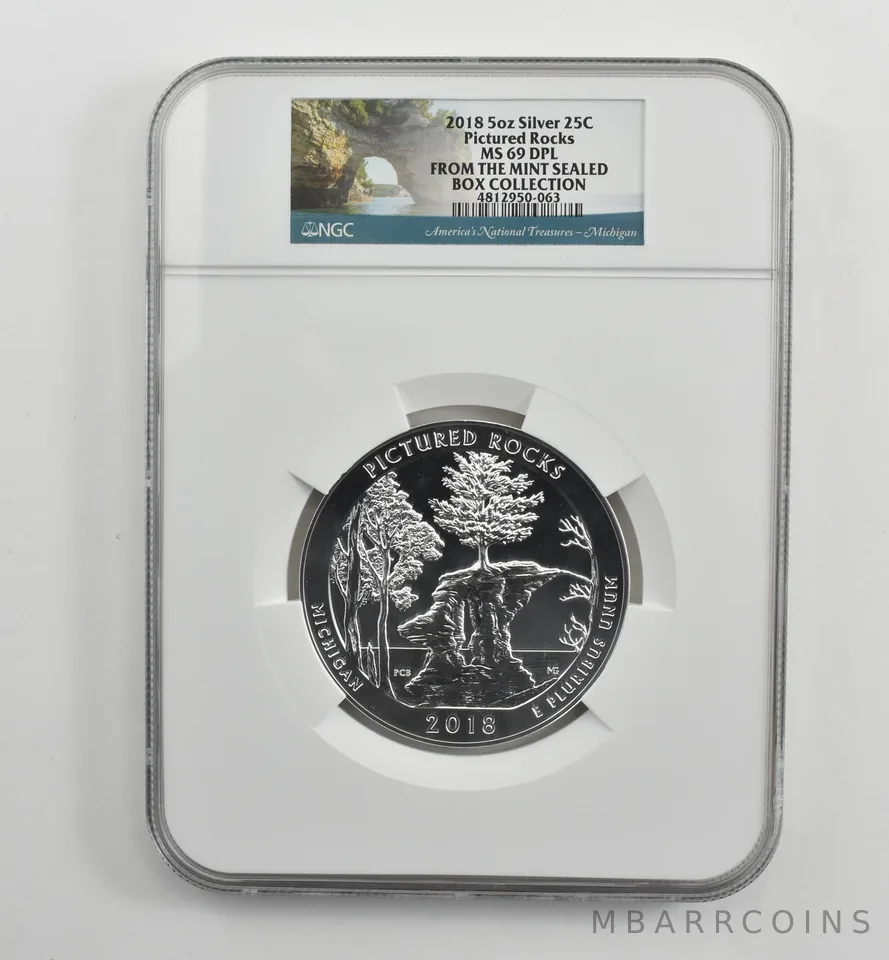 2018 5 Oz Silver Quarter ATB Pictured Rocks MS69 DPL NGC *1562