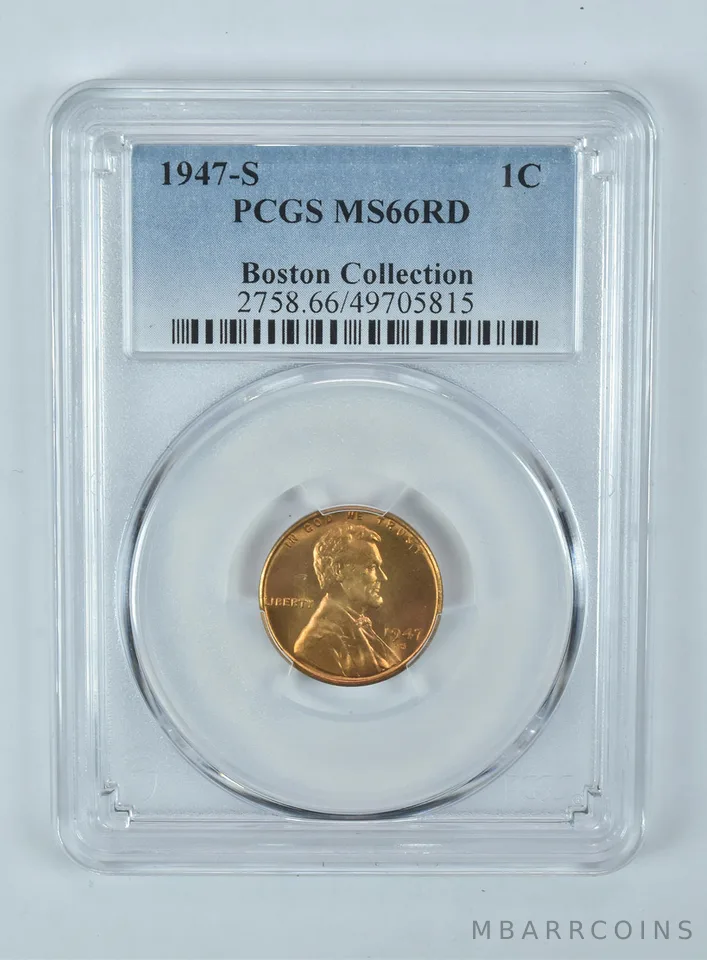 1947-S Lincoln Wheat Cent Boston Collection MS66 RD PCGS