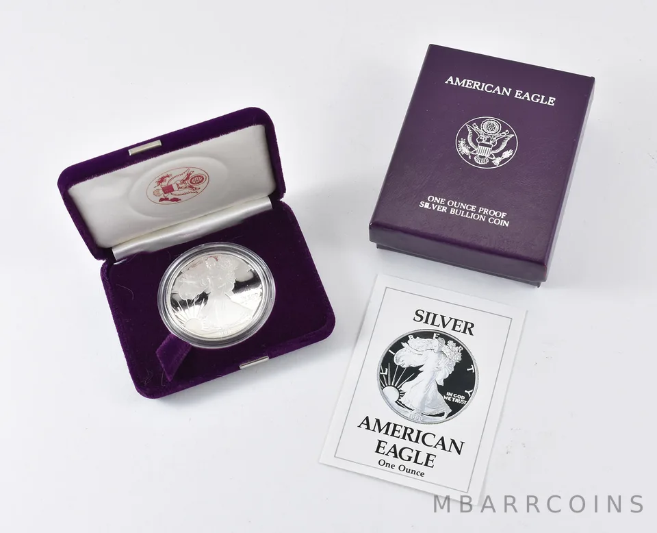 1990-S American Silver Eagle PROOF 1 Oz Silver - Coin & Box & COA