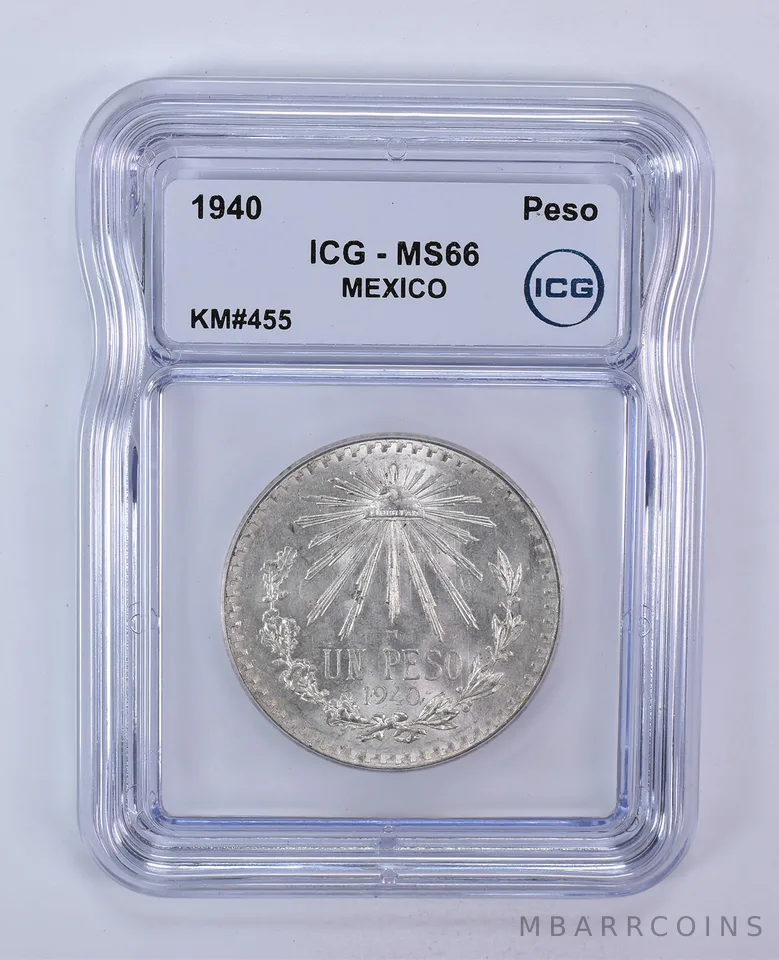 1940 Mexico Peso KM#455 MS66 ICG