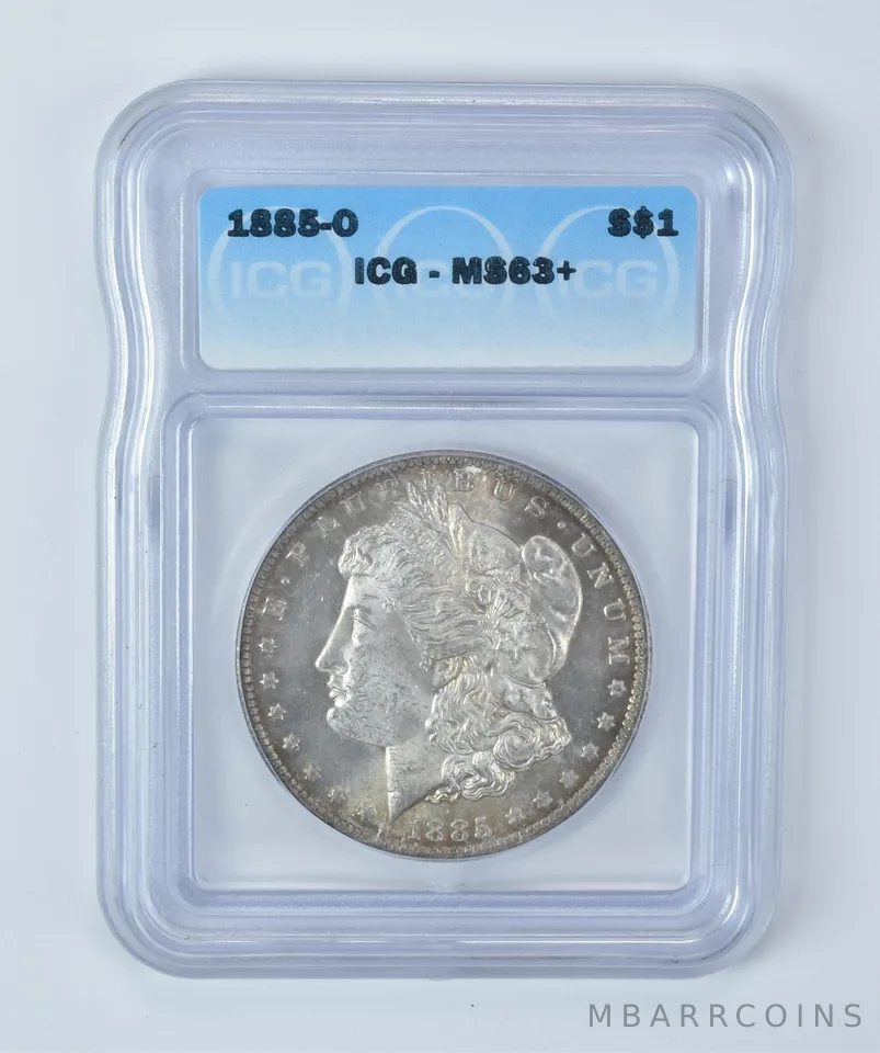 MS63+ 1885-O Morgan Silver Dollar ICG Beautifully Toned *5684