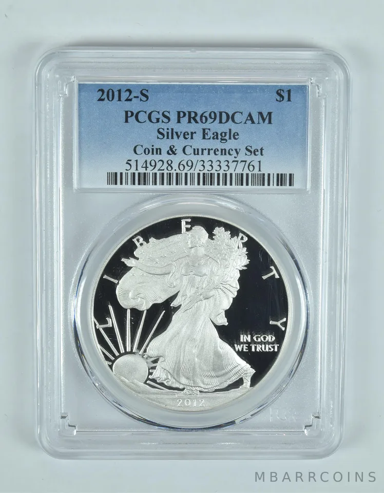 2012-S American Silver Eagle Coin & Currency Set PR69 DCAM PCGS
