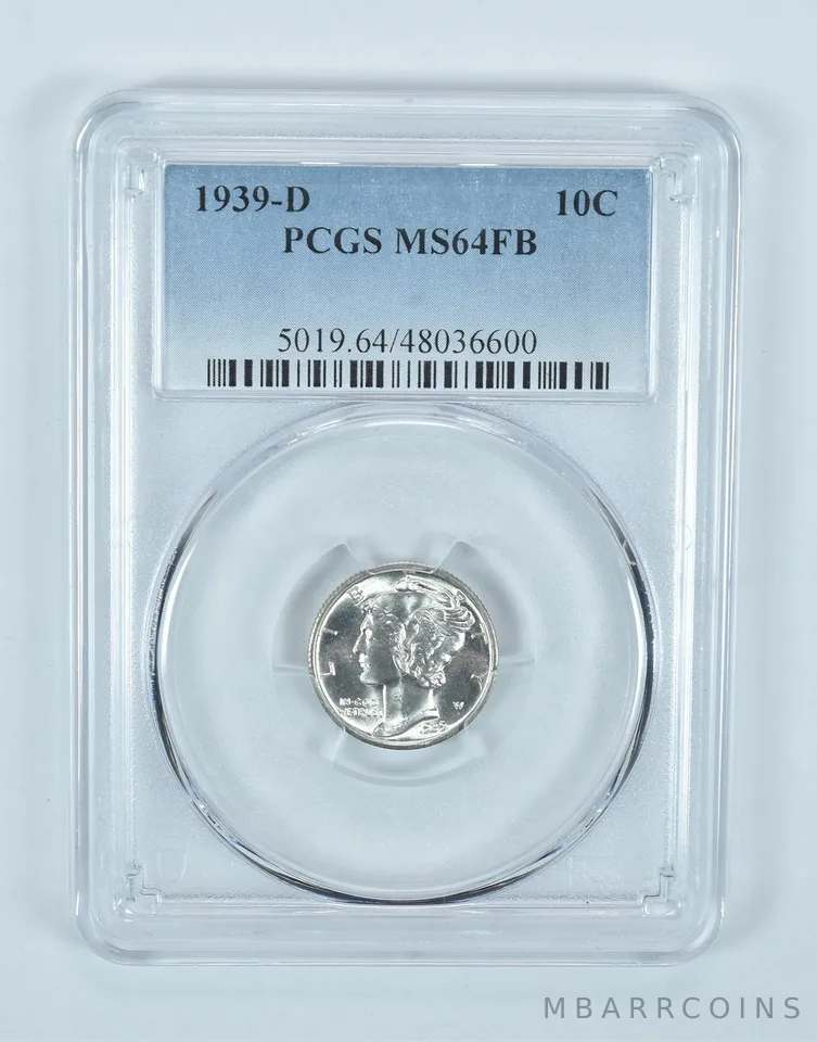 1939-D Mercury Dime MS64 FB PCGS Blue Label
