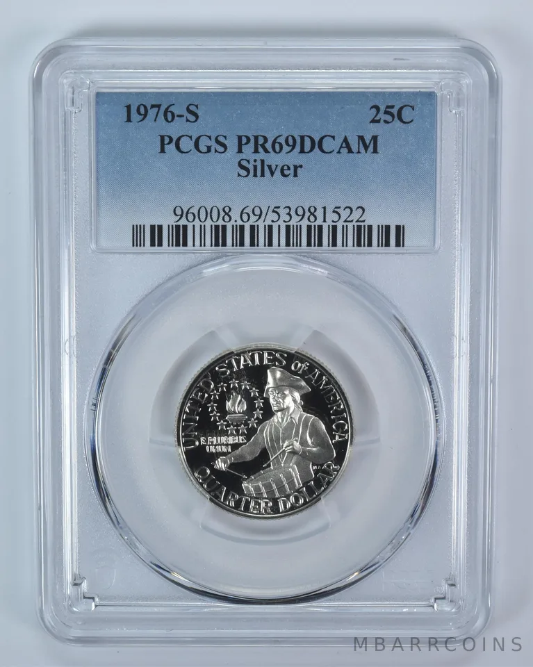 1976-S Washington Quarter Silver PR69 DCAM PCGS Blue Label