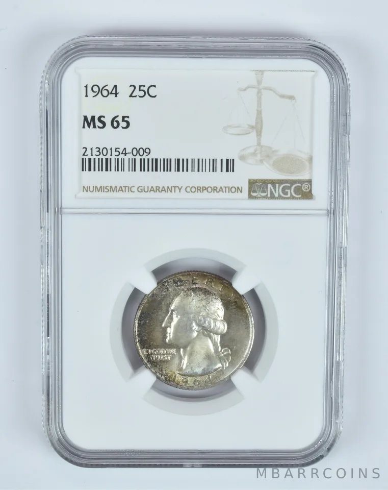 MS65 1964 Washington Quarter NGC Toned *9916