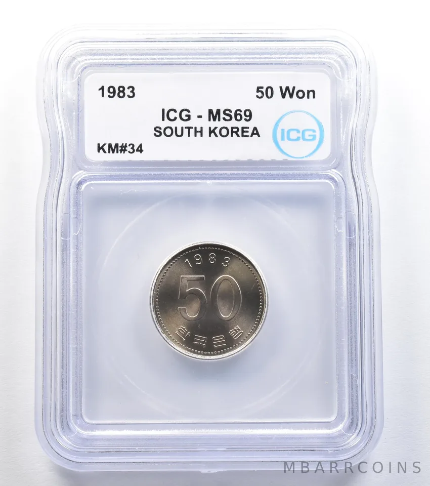 1983 South Korea 50 Won KM#34 MS69 ICG *8023