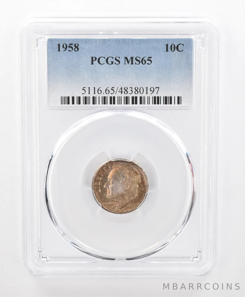 1958 Roosevelt Dime MS65 PCGS Beautiful Tone *2748