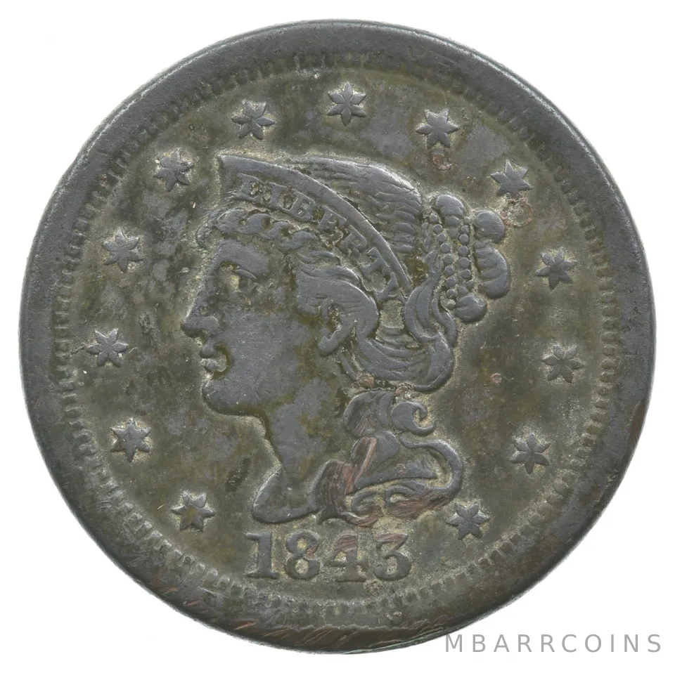 1843 Liberty Head Braided Hair Large Cent *3387