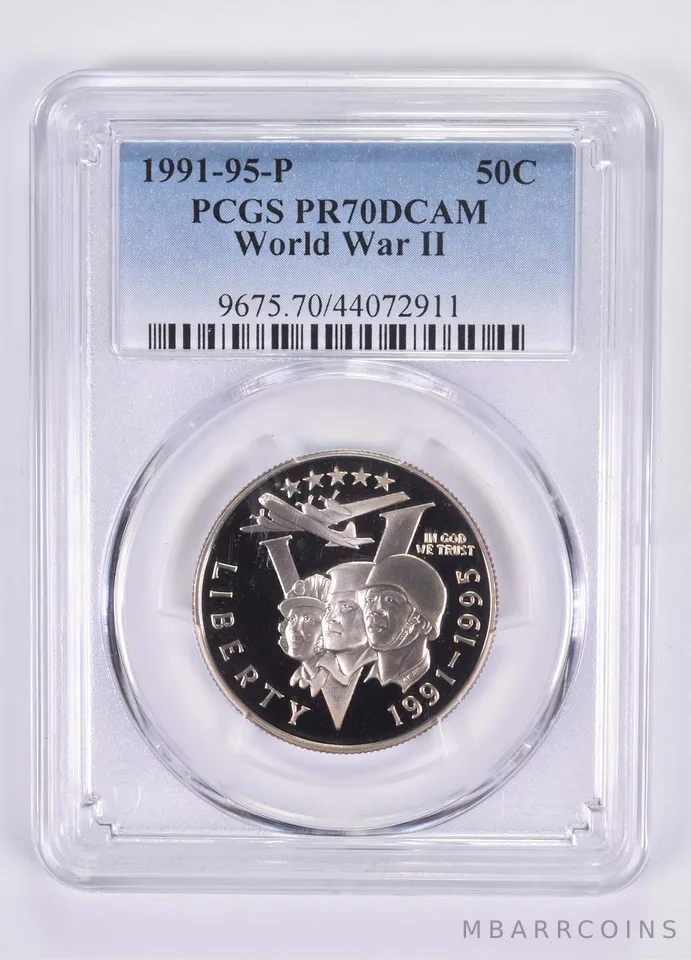 1991-95-P World War 2 WWII Commemorative Half Dollar PR70 PCGS 1993