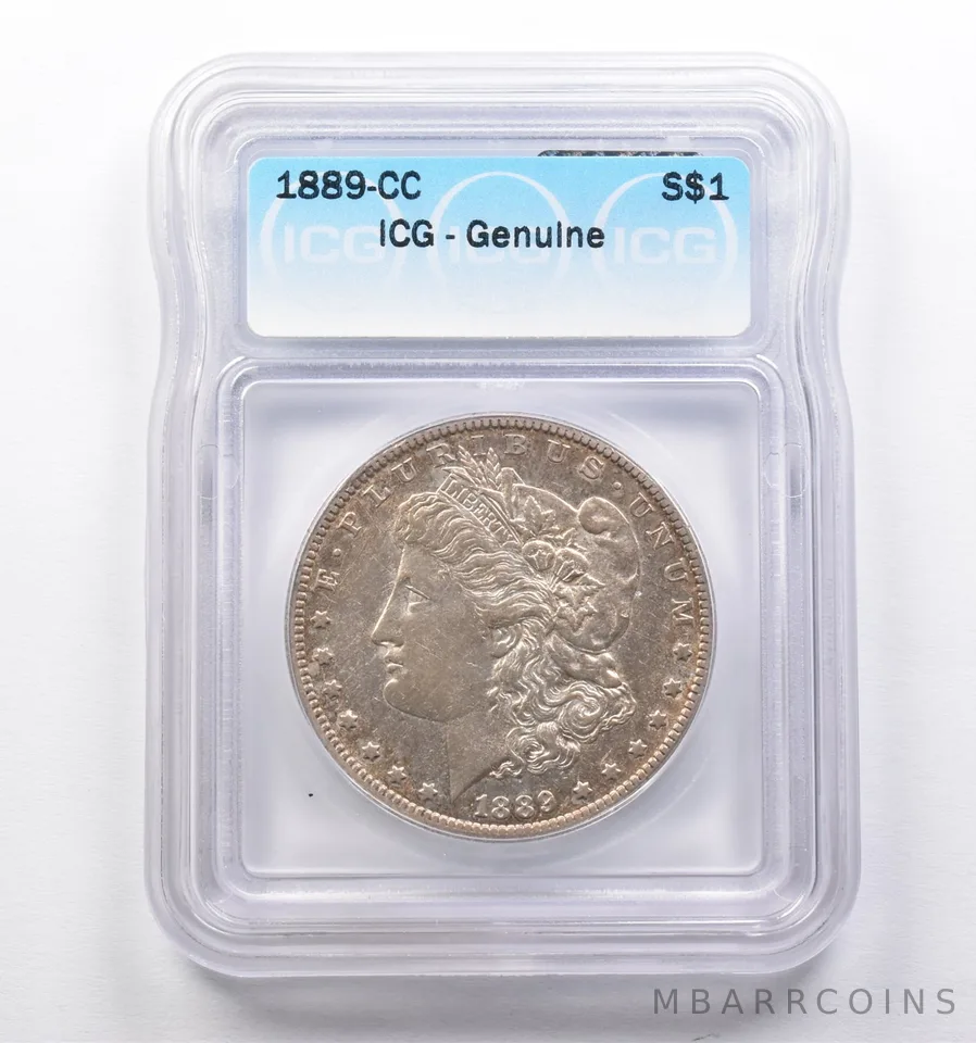 Genuine 1889-CC Morgan Silver Dollar ICG *3842