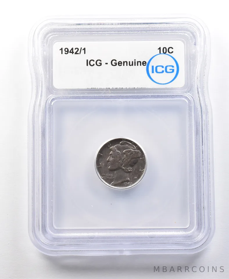 1942/1 Mercury Dime Genuine ICG *0075