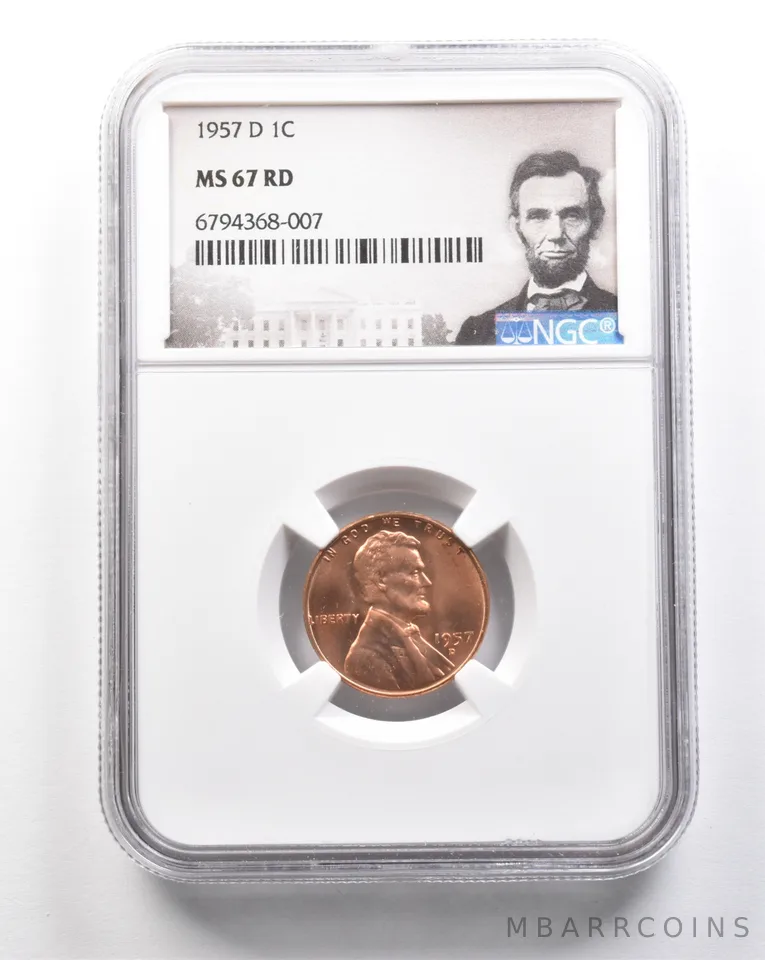 1957-D Lincoln Wheat Cent MS67 RD NGC *7502