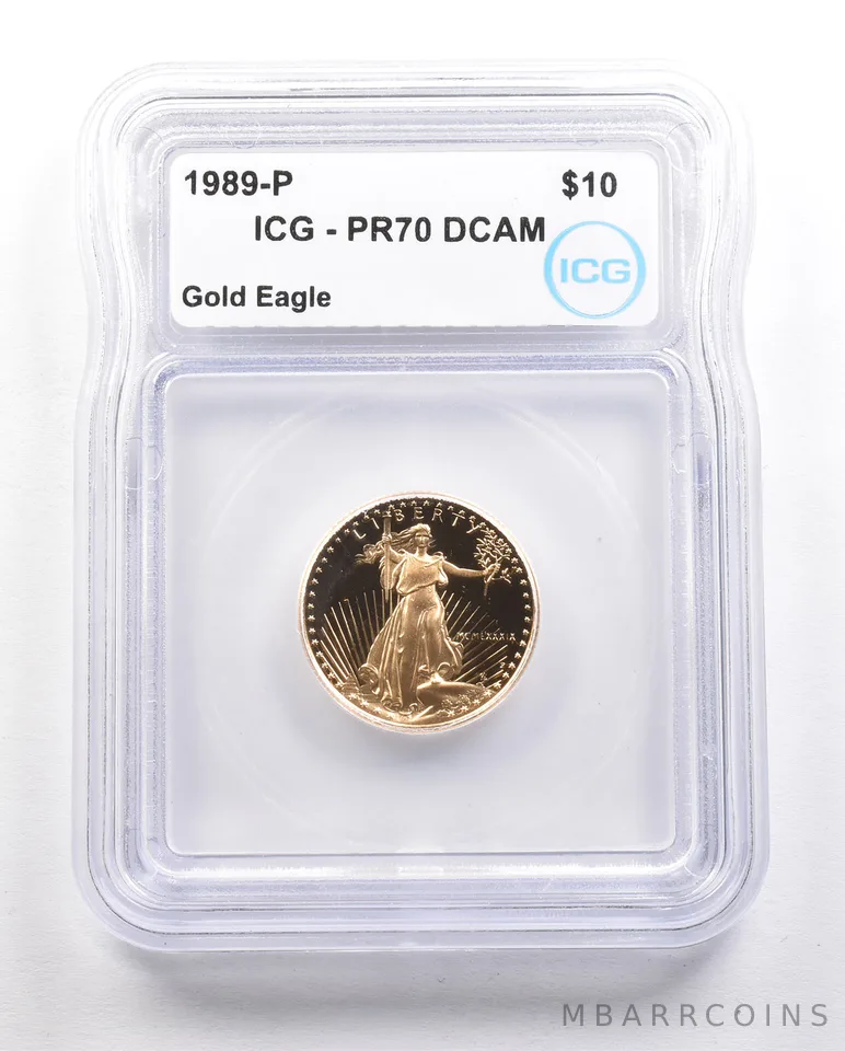 1989-P $10 American Gold Eagle 1/4 Oz Gold PR70 DCAM ICG