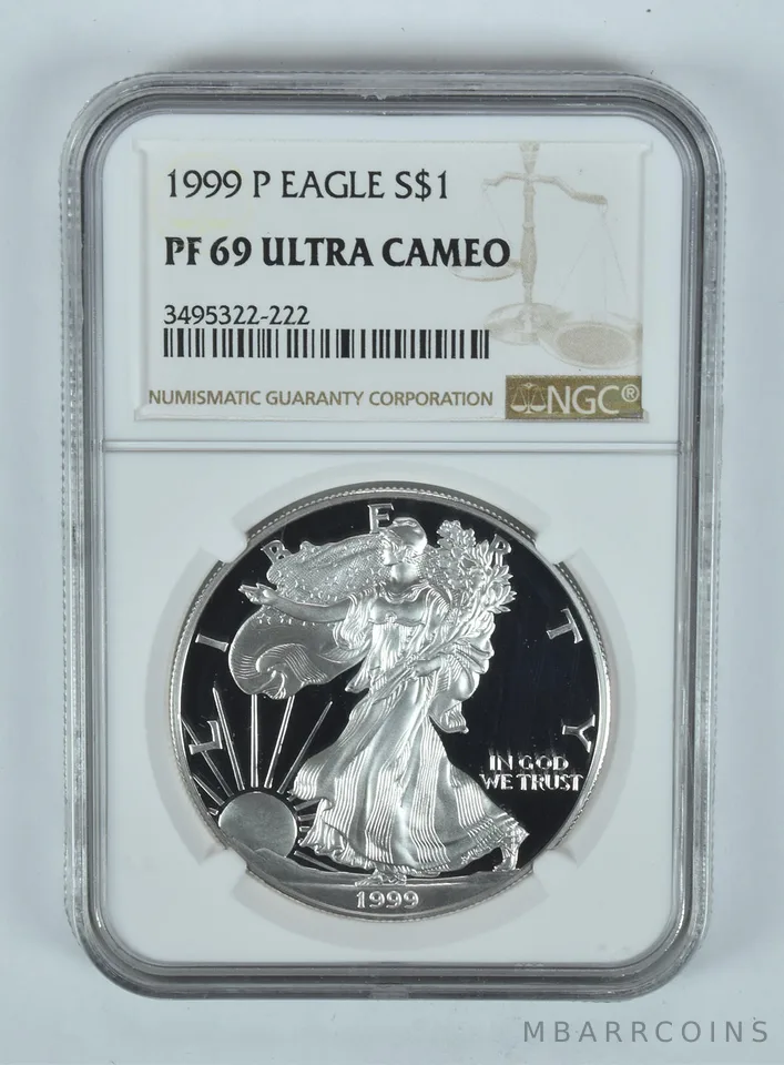 1999-P American Silver Eagle PF69 UCAM NGC Brown Label