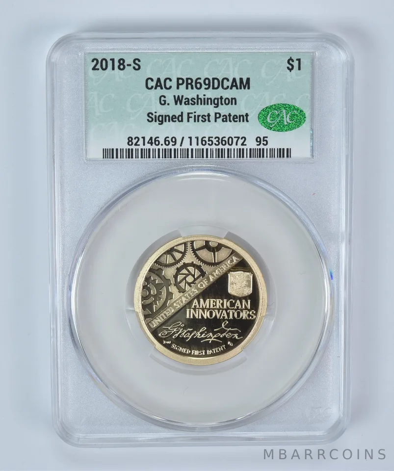 2018-S Innovation $1 George Washington First Patent PR69 DCAM CAC CACg
