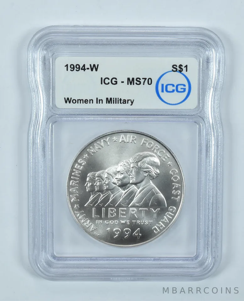 1994-W Women In Military Commemorative Silver Dollar MS70 ICG