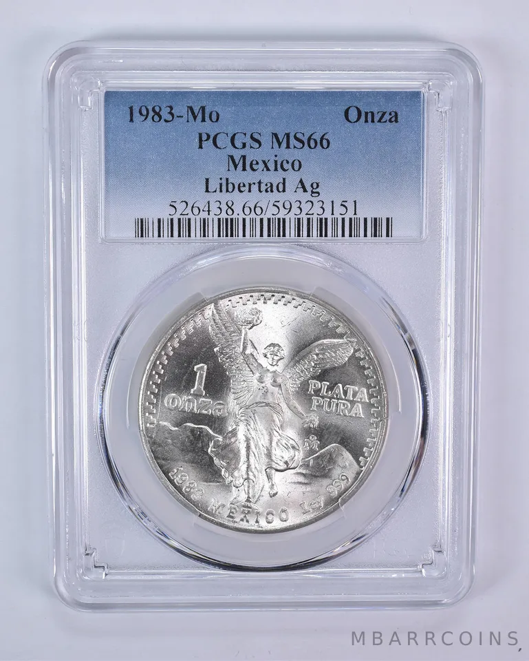 1983 Mo Mexico 1 Onza Silver Libertad MS66 PCGS Blue Label