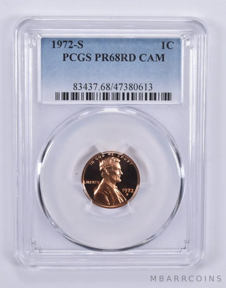 1972-S Lincoln Memorial Cent 1c PR68 RD CAM PCGS Blue Label