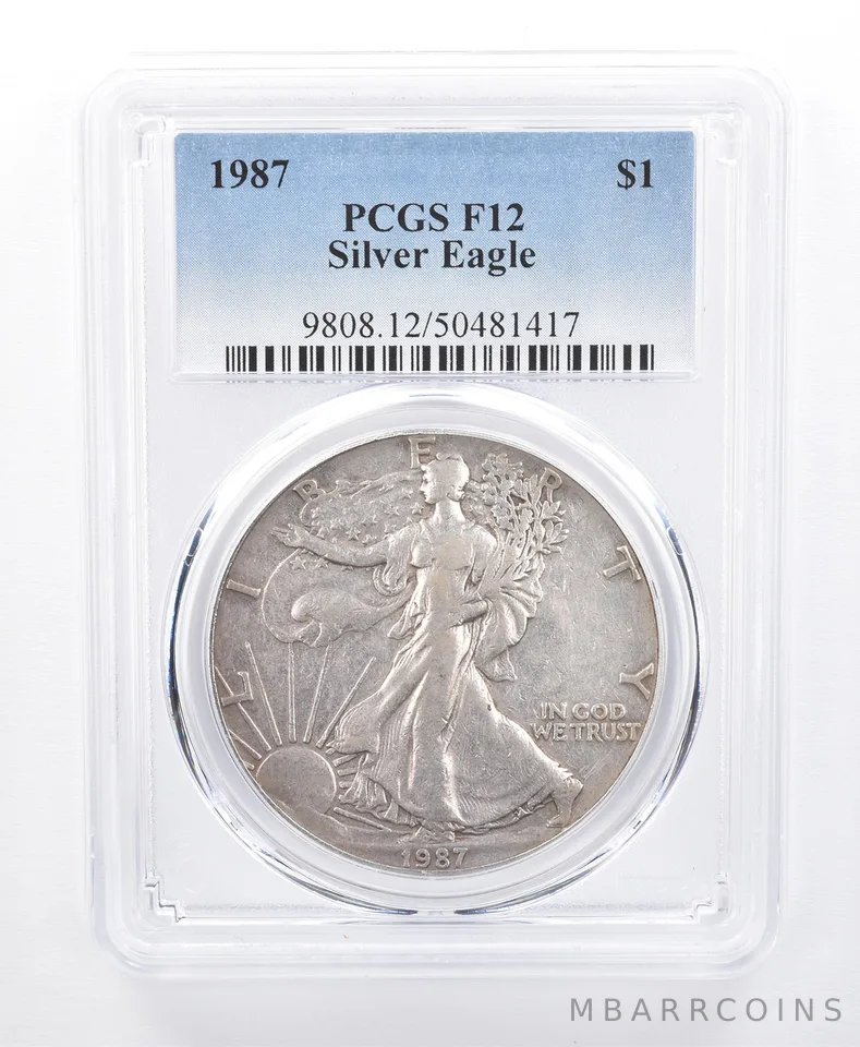 1987 American Silver Eagle F12 PCGS Lowball *8596