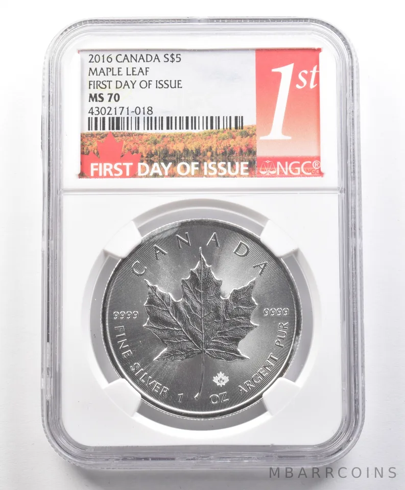 2016 Canada 5 Dollars Silver Maple Leaf FDOI MS70 NGC *3193