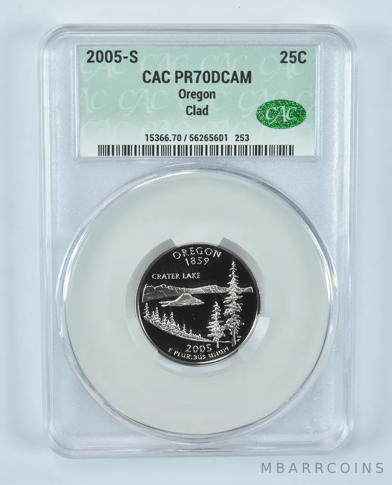 2005-S Washington State Quarter Oregon CLAD PR70 DCAM CAC CACg