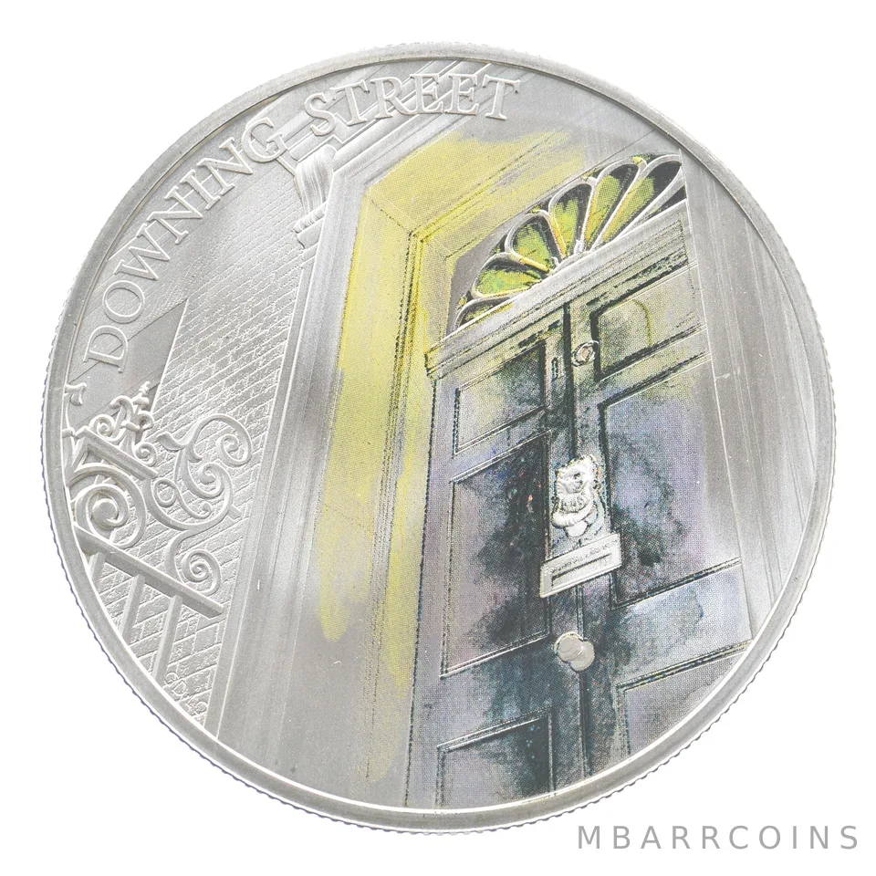 2017 Great Britain 5 Pounds Silver Downing Street Colorized *4233