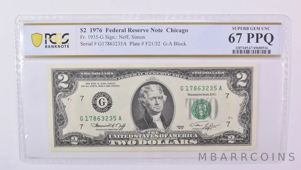 $2 1976 Chicago IL FRN Fr#1935-G Superb Gem Unc 67 PPQ PCGS