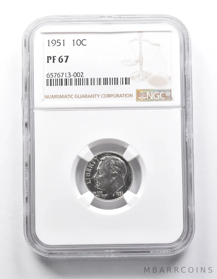 PF67 1951 Roosevelt Dime NGC *9875