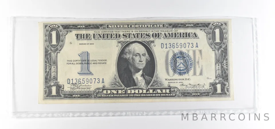 1934 $1 Silver Certificate Blue Seal *7725