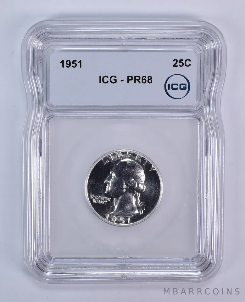 1951 Washington Quarter PR68 ICG