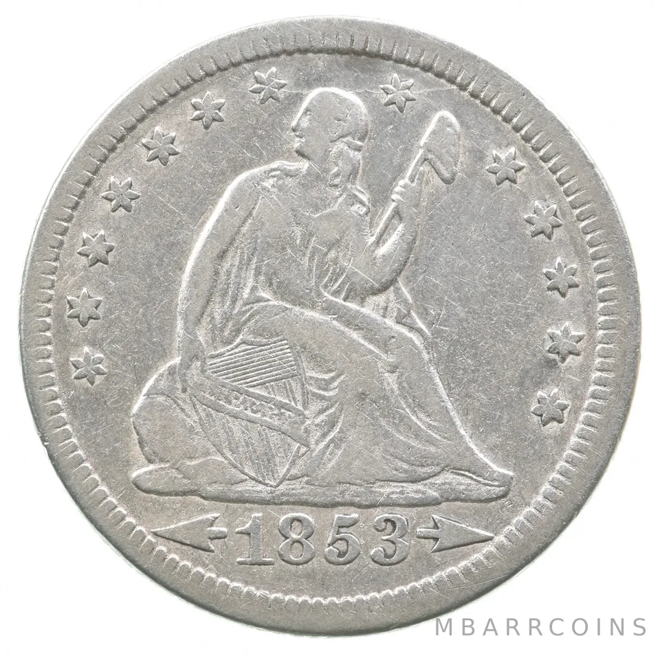 1853 Seated Liberty Quarter Arrows *6202
