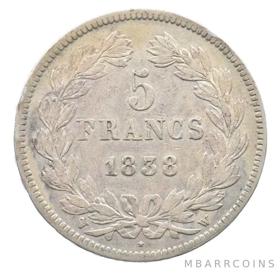 1838 W France 5 Francs *6542