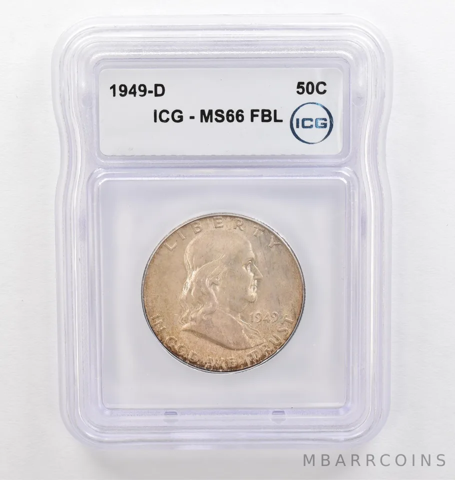 1949-D Franklin Half Dollar MS66 FBL ICG Beautiful Tone *0233