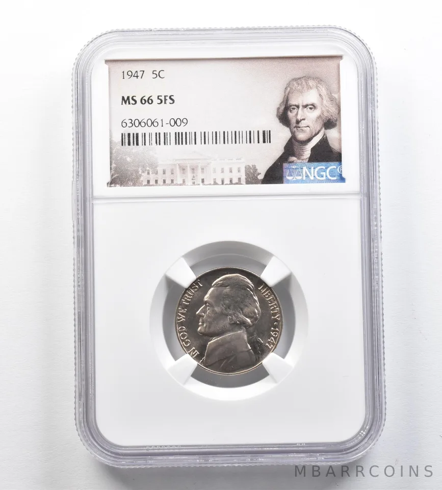 1947 Jefferson Nickel MS66 5FS NGC *9576