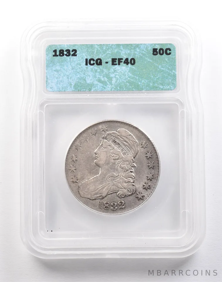 1832 Capped Bust Half Dollar EF40 ICG *2199