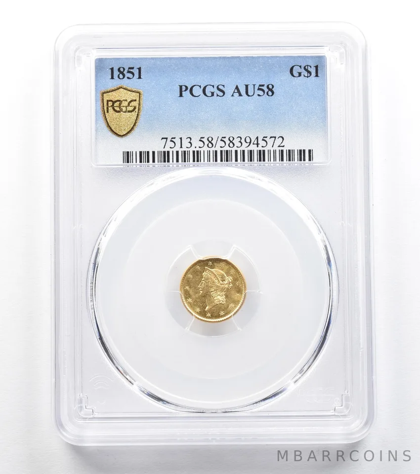 1851 $1 Liberty Head Gold Dollar AU58 PCGS *9603