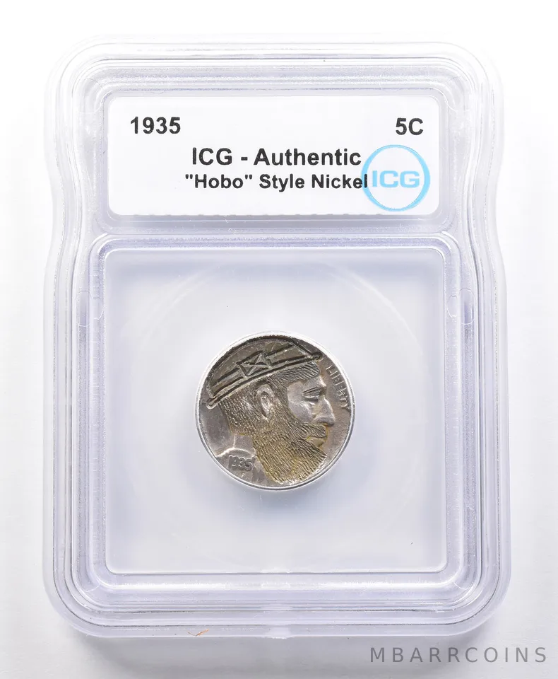 1935 Indian Head Buffalo Nickel Hobo Style Authentic ICG a4099