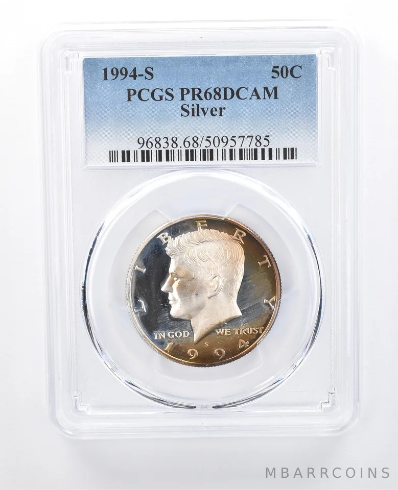 1994-S Kennedy Half Dollar Silver PR68 DCAM PCGS Yellow Tone *8103