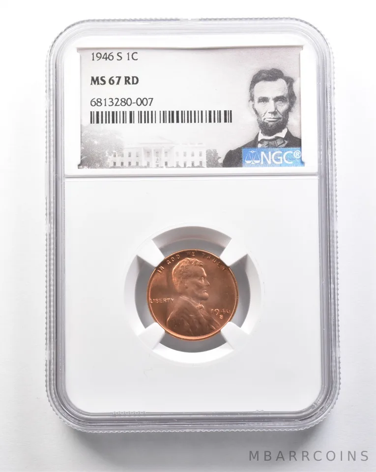 1946-S Lincoln Wheat Cent MS67 RD NGC *7466
