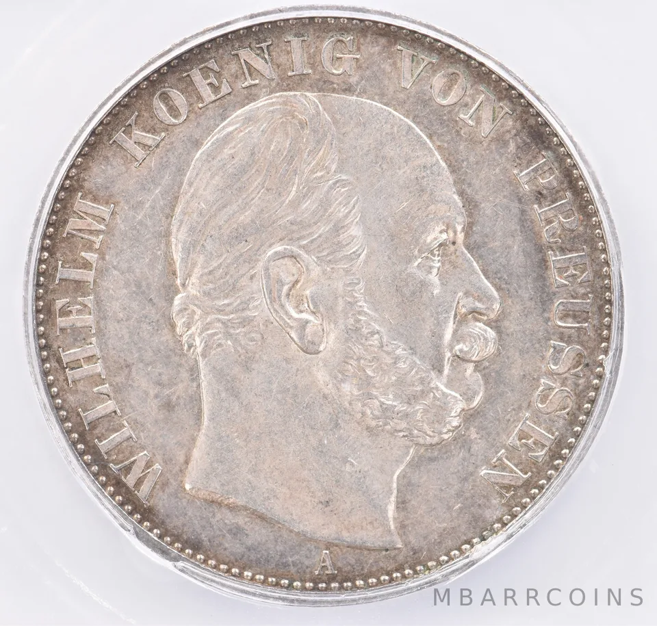 1871 A German States Prussia Thaler AU55 ICG Beautiful Tone *1906