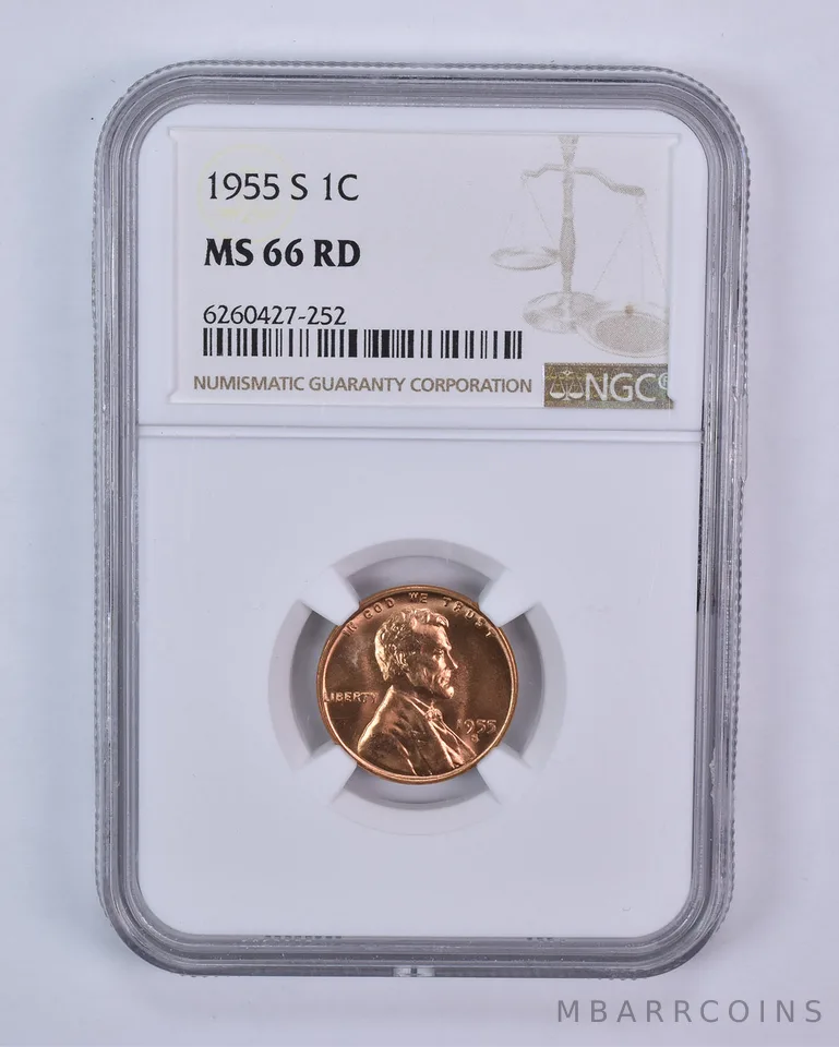 1955-S Lincoln Wheat Cent MS66 RD NGC Brown Label