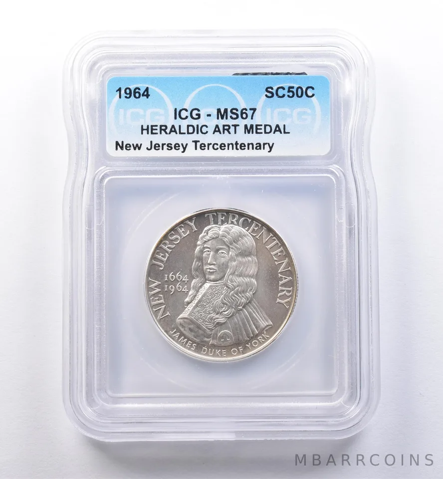 1964 So Called Half Dollar New Jersey Tercentenary MS67 ICG *8427