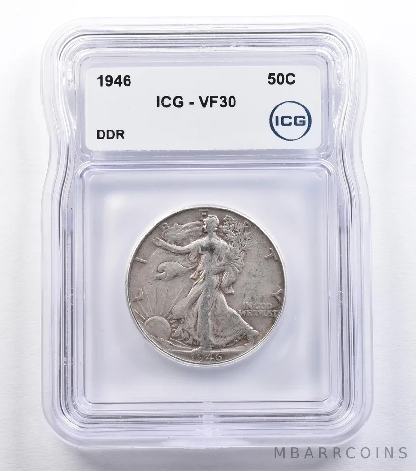 1946 Walking Liberty Half Dollar DDR VF30 ICG *2207