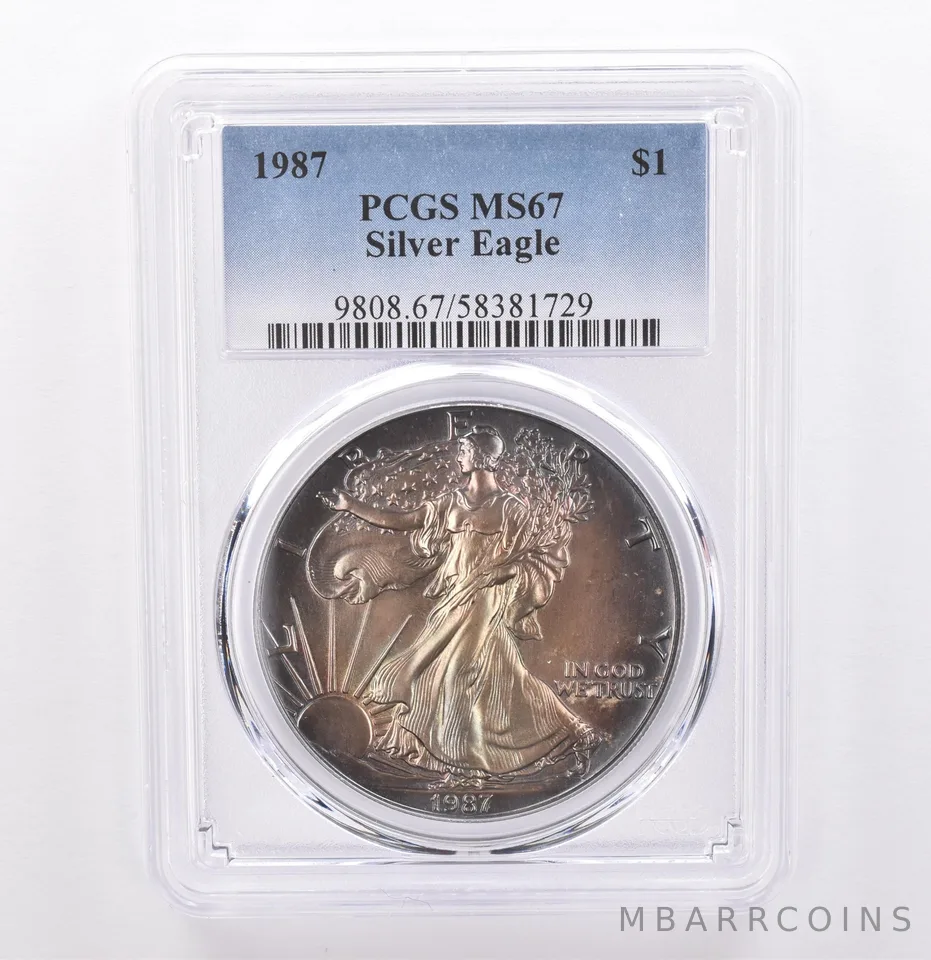 1987 American Silver Eagle MS67 PCGS Beautiful Tone *9284