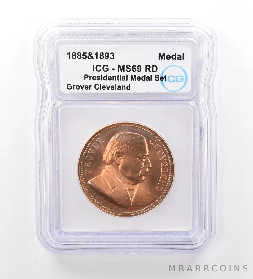 (1885&1893) Presidential Medal Set Grover Cleveland MS69 RD ICG Nice Tone *1998